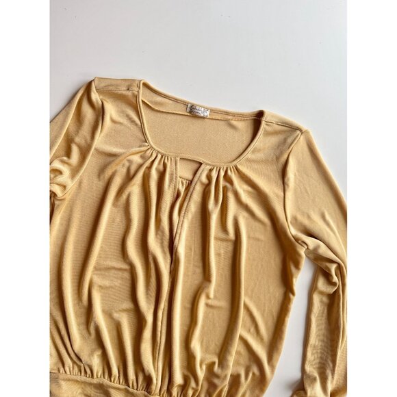 INTIMATELY FREE PEOPLE Kaya Gold Metallic Knit Jersey Keyhole Bodysuit, Size S - Picture 5 of 15